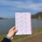 دفتر سیمی صورتی پاپیون آماده ارسال فوری سایز a5