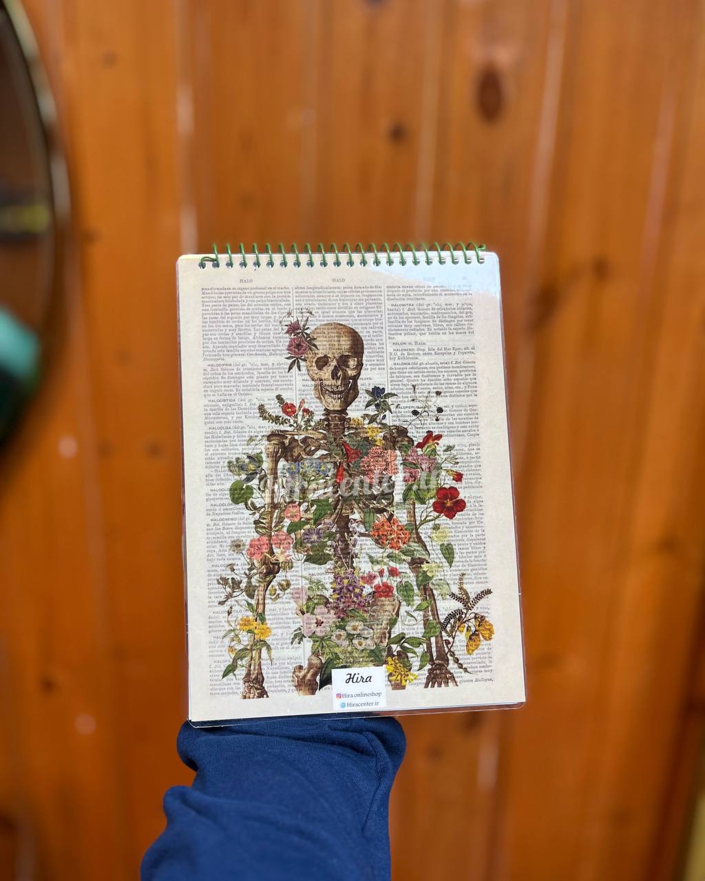 photo_2025-10-30_16-17-58 دفترخطدار هیرا سایز a5 طرح اسکلت سبز 60برگ - Image 4