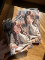 دفتر سیمی طرح دختر کتابخوان سایز a6 و a5 - Image 4